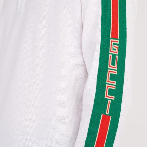 Gucci Web-stripe Detail Long Sleeve Polo in White new with tags - Picture 7 of 8